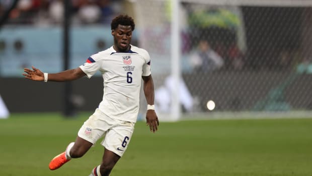 Yunus Musah pictured in action for the USMNT at the 2022 FIFA World Cup in Qatar
